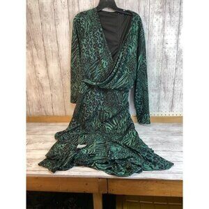 tropical y2k boho indie Rachel Roy Women Wrap Dress Size 2X Green